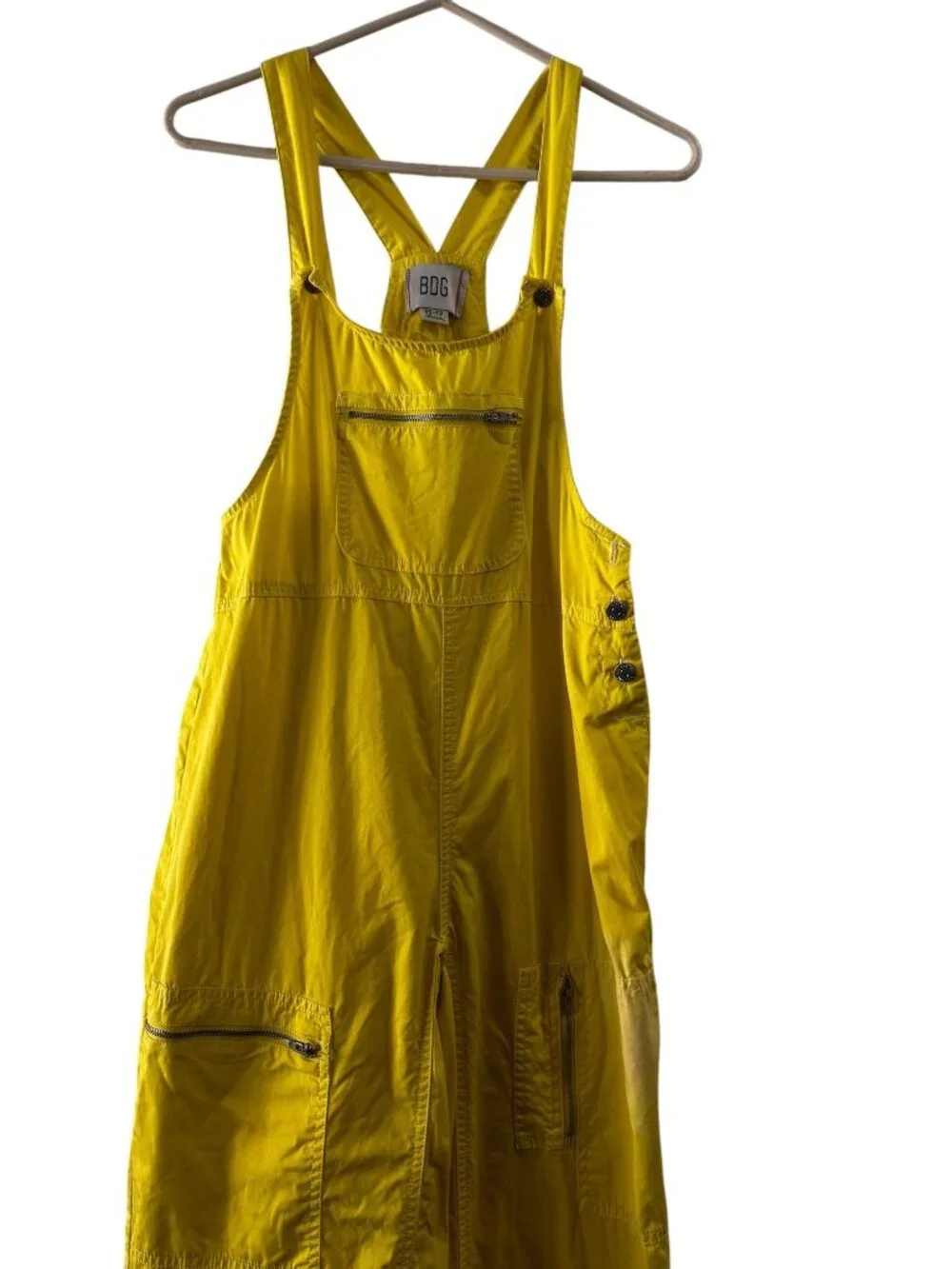 BDG Down Slouchy Overall Coverall Womens Yellow XS Cargo Wide Leg Carpenter Boho